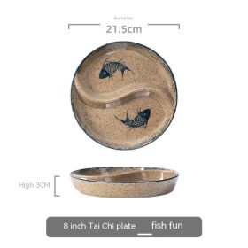 Ceramic Double Grid Eight Trigrams Mandarin Duck Dining Plate
