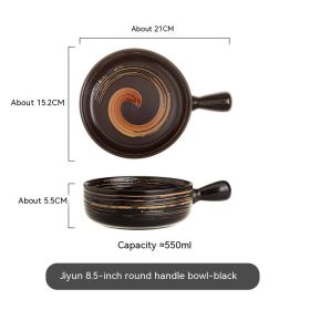 Household Single Handle Ceramic Baking Bowl Student Dormitory