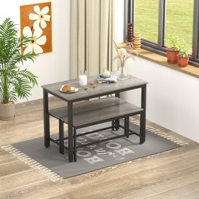 Dining Table Set, Bar Table with 2 Dining Benches, Kitchen Table Counter with Chairs, Industrial for Kitchen Breakfast Table, Living Room, Party Room,