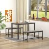 Dining Table Set, Bar Table with 2 Dining Benches, Kitchen Table Counter with Chairs, Industrial for Kitchen Breakfast Table, Living Room, Party Room,