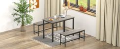 Dining Table Set, Bar Table with 2 Dining Benches, Kitchen Table Counter with Chairs, Industrial for Kitchen Breakfast Table, Living Room, Party Room,