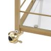 Golden Mobile Bar Cart Serving Wine Cart with Wheels; 3-tier Metal Frame Elegant Wine Rack for Kitchen; Party; Dining Room and Living Room
